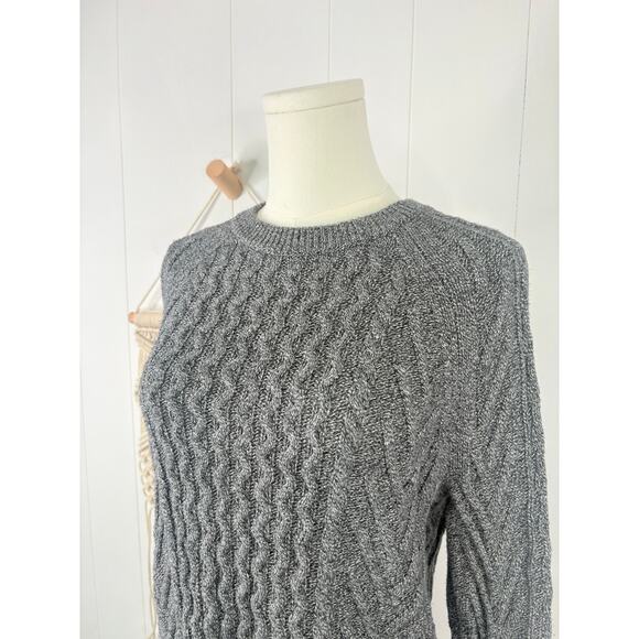 GAP Gray Wavy Cable Knit Crewneck Sweater XS - Picture 2 of 9